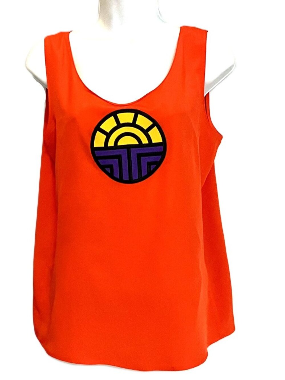 Vintage Louis Feraud Set 100% Silk Graphic Tank Top Red EU 40 US10